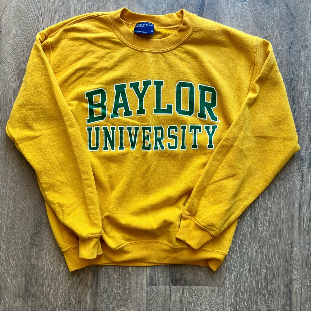 Vintage Baylor University Crewneck Sweatshirt Green Yellow College Fall